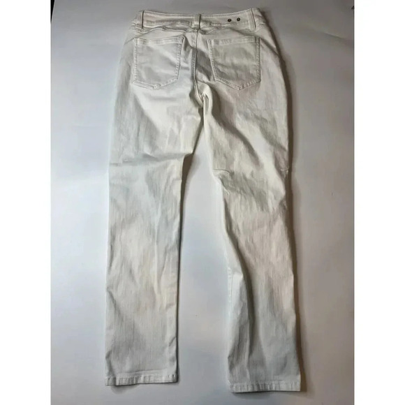 Cabi Jeans Slim High Rise Straight Leg Jeans White Distressed/Ripped Size 6 - Picture 7 of 8
